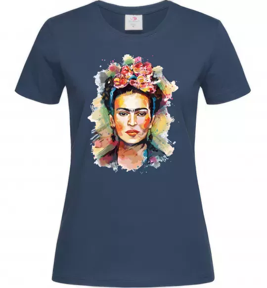 Жіноча футболка Фріда Кало портрет Темно-синій фото