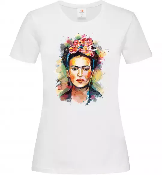Жіноча футболка Фріда Кало портрет Білий фото