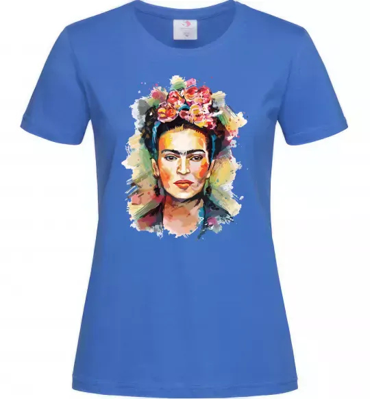 Жіноча футболка Фріда Кало портрет Яскраво-синій фото