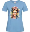 Жіноча футболка Фріда Кало портрет Блакитний фото