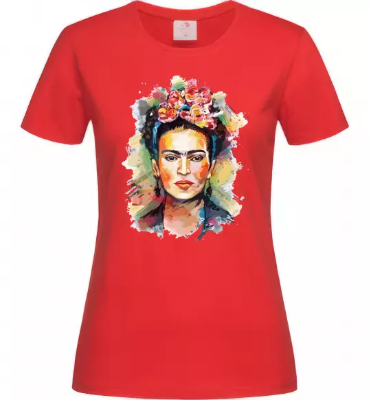 Жіноча футболка Фріда Кало портрет Червоний фото