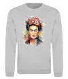 Свитшот Фріда Кало портрет Серый меланж Свитшот Фріда Кало портрет Серый меланж фото