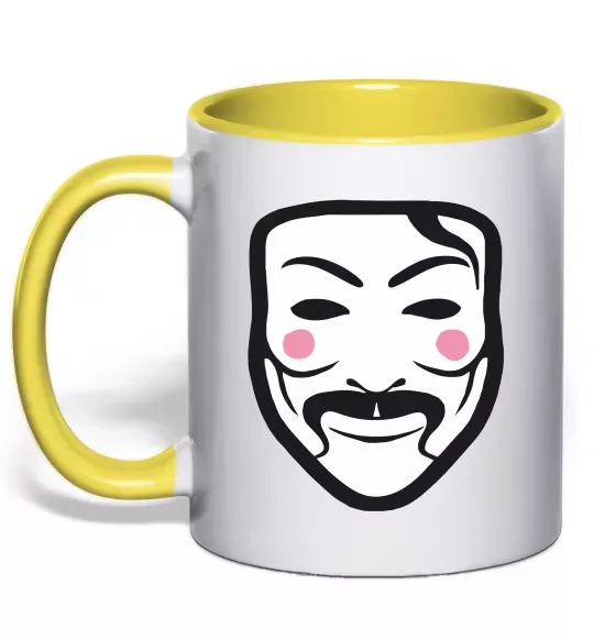 Чашка с цветной ручкой Анонімус Солнечно желтый фото