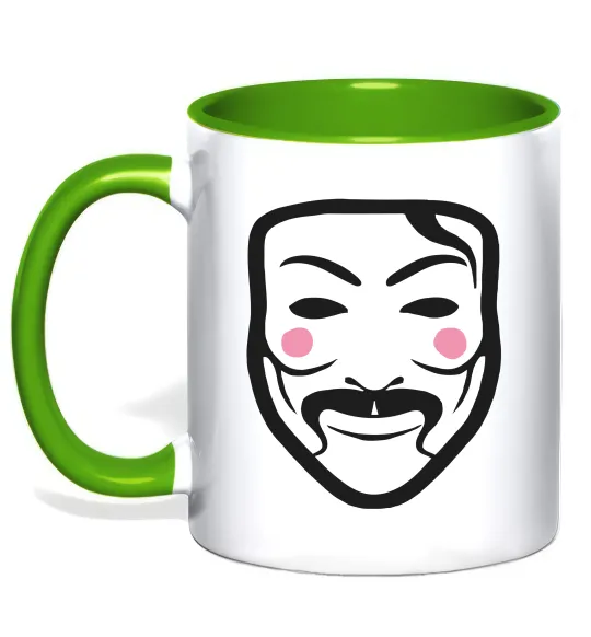 Чашка з кольоровою ручкою Анонімус Лаймовий фото