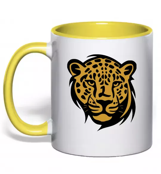 Чашка с цветной ручкой Леопард Солнечно желтый фото