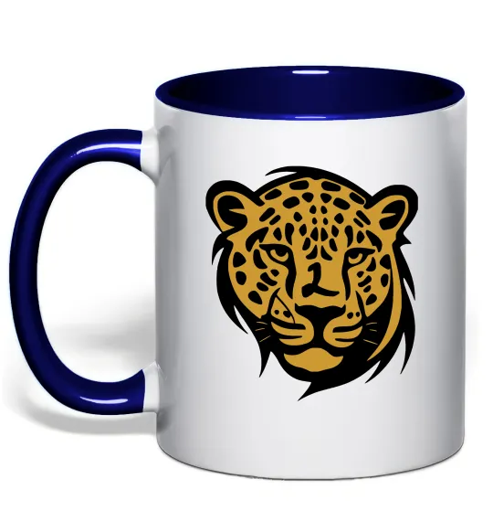 Чашка с цветной ручкой Леопард Глубокий темно-синий фото