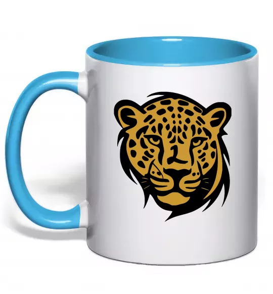 Чашка с цветной ручкой Леопард Голубой фото