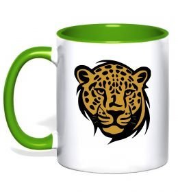 Чашка з кольоровою ручкою Леопард