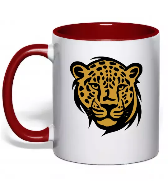 Чашка с цветной ручкой Леопард Красный фото