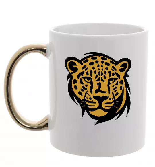 Чашка с цветной ручкой Леопард Золото фото