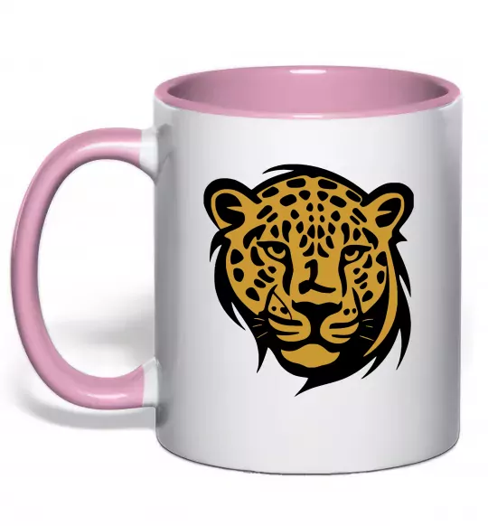 Чашка с цветной ручкой Леопард Нежно розовый фото