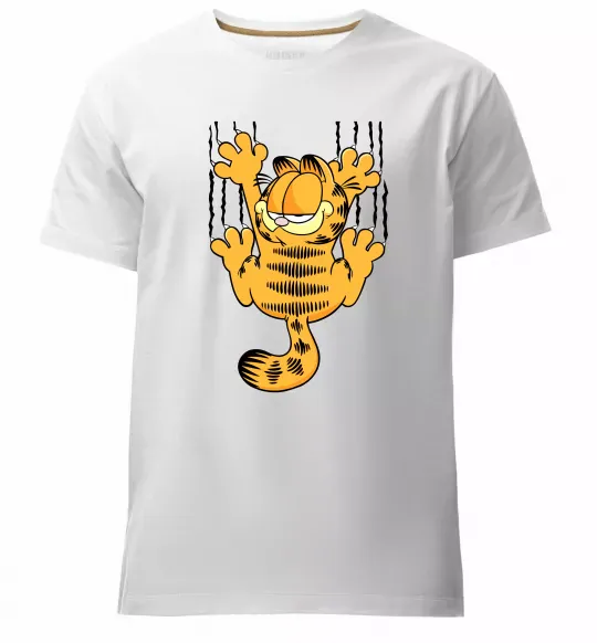 Мужская премиум футболка Гарфілд Белый фото