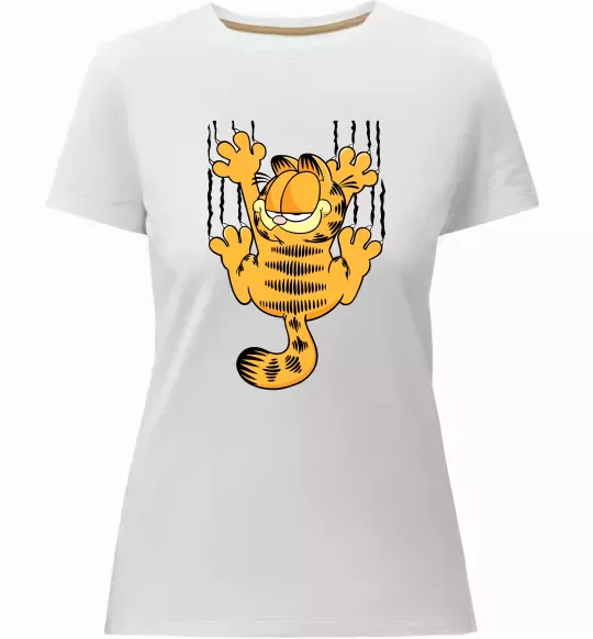 Жіноча преміум футболка Гарфілд Білий фото