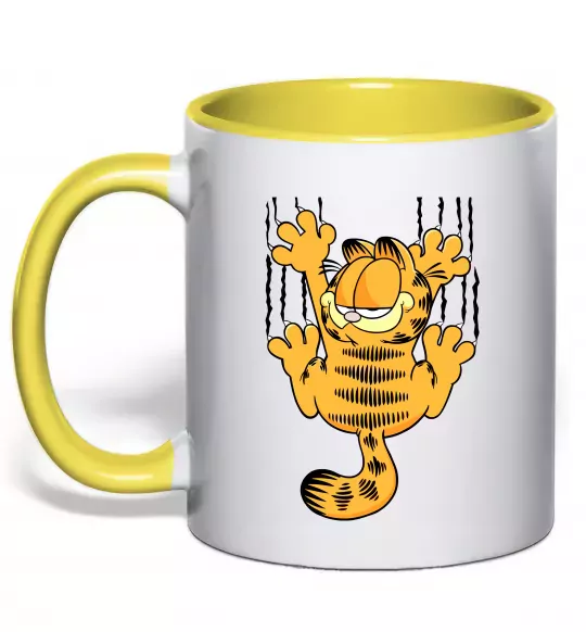Чашка с цветной ручкой Гарфілд Солнечно желтый фото