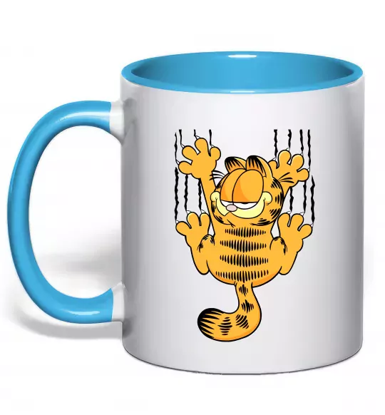 Чашка с цветной ручкой Гарфілд Голубой фото