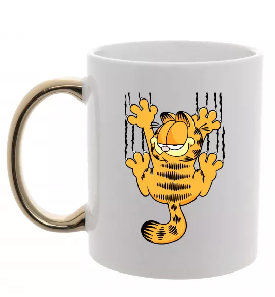 Чашка с цветной ручкой Гарфілд Золото фото