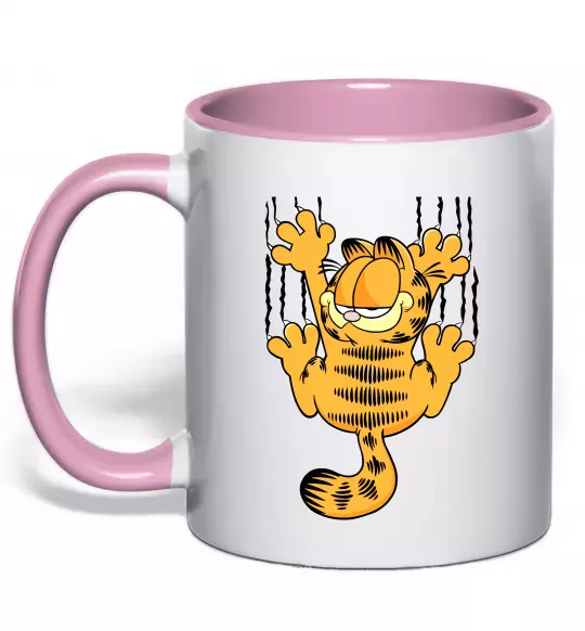 Чашка с цветной ручкой Гарфілд Нежно розовый фото