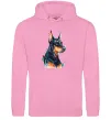 Мужская толстовка (худи) Доберман акварель Розовый фото