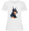 Жіноча футболка Доберман акварель Білий Жіноча футболка Доберман акварель Білий фото