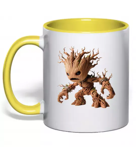 Чашка з кольоровою ручкою Злий Грут Сонячно жовтий фото