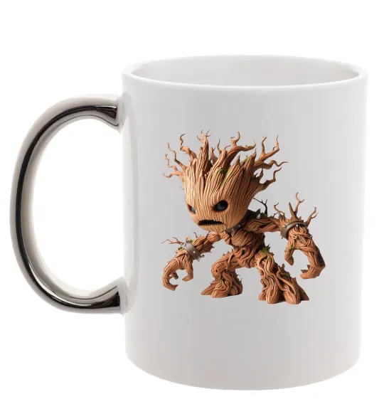 Чашка з кольоровою ручкою Злий Грут Срібло фото