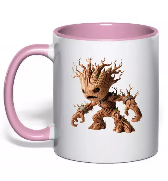 Чашка з кольоровою ручкою Злий Грут Ніжно рожевий фото