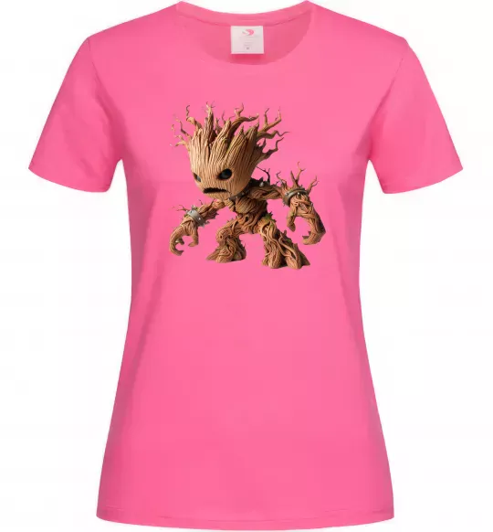 Жіноча футболка Злий Грут Яскраво-рожевий фото