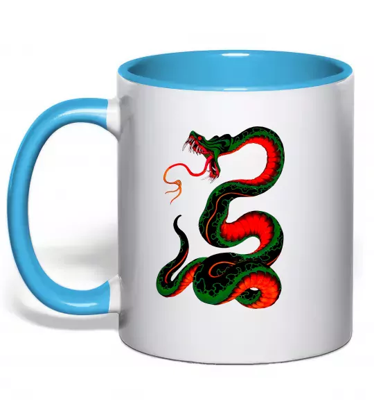 Чашка с цветной ручкой Змія Голубой фото