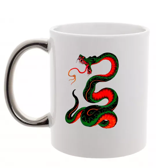 Чашка с цветной ручкой Змія Серебро фото