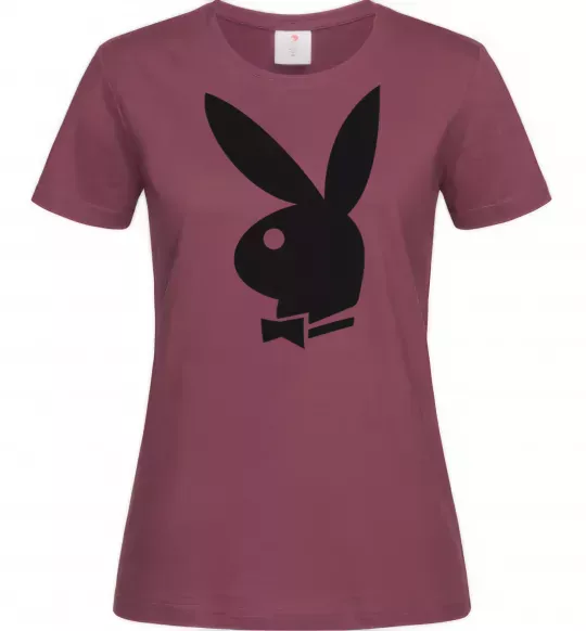 Женская футболка PLAYBOY BUNNY, колір - бордовий, розмір - S Бордовый фото