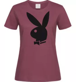 Жіноча футболка PLAYBOY BUNNY, колір - бордовий, розмір - S Бордовий фото