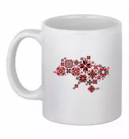 Чашка керамічна Україна квадрати Білий фото