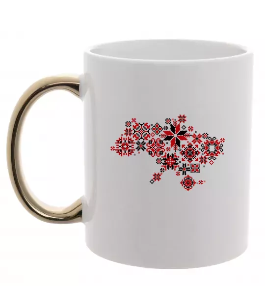 Чашка з кольоровою ручкою Україна карта Золото фото