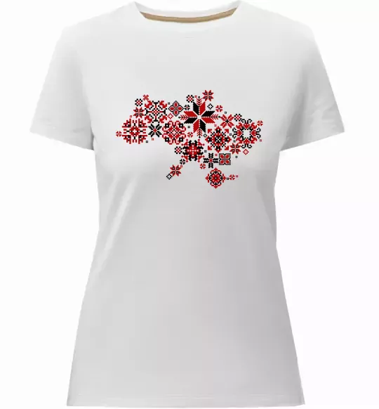 Жіноча преміум футболка Україна карта Білий фото