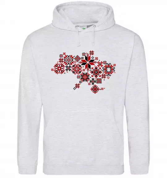 Женская толстовка (худи) Україна карта Серый меланж фото