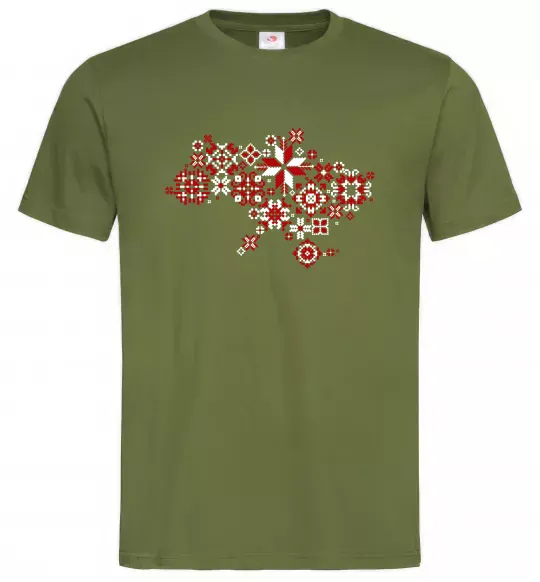 Мужская футболка Україна карта Оливковый фото