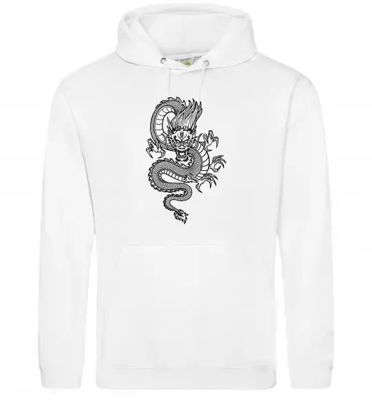 Мужская толстовка (худи) Китайський дракон Белый фото
