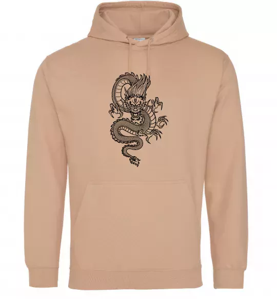 Мужская толстовка (худи) Китайський дракон Песочный фото