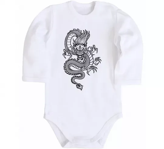 Детский боди Китайський дракон Белый фото