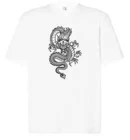 Футболка Оверсайз Китайський дракон Белый фото