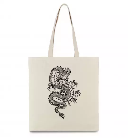 Еко-сумка Китайський дракон Бежевий фото