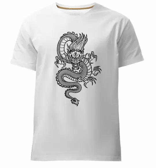 Чоловіча преміум футболка Китайський дракон Білий фото