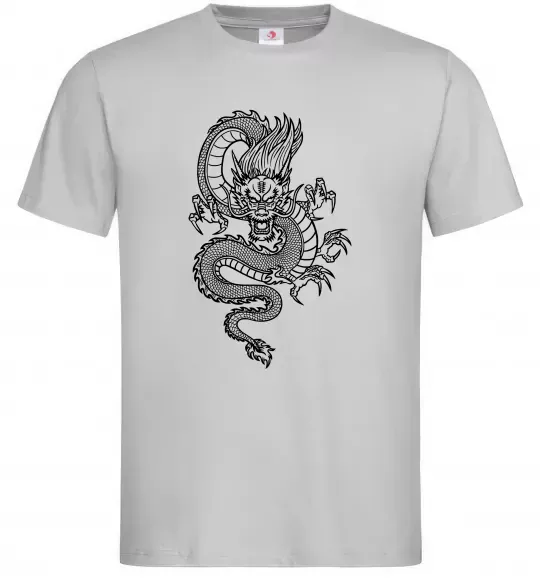 Мужская футболка Китайський дракон Серый фото