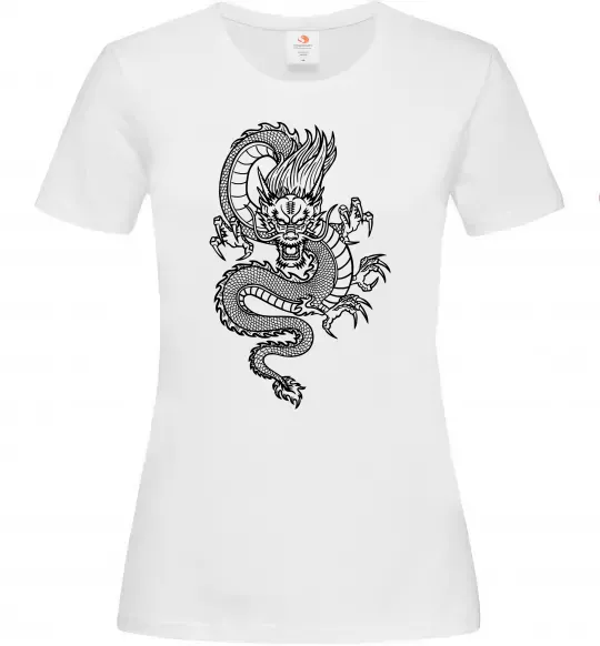 Женская футболка Китайський дракон Белый фото