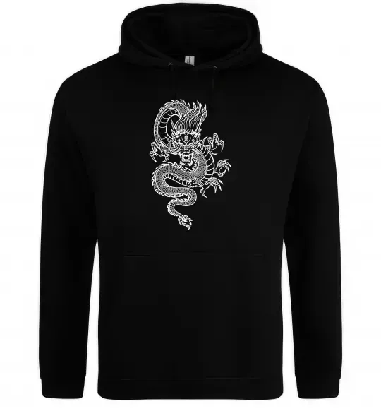 Мужская толстовка (худи) Китайський дракон Черный фото