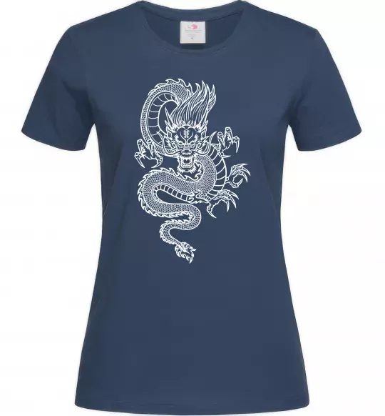 Женская футболка Китайський дракон Темно-синий фото