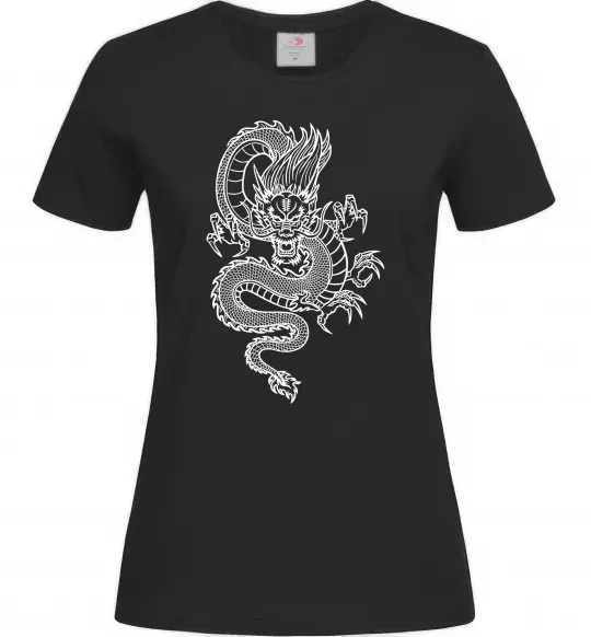 Женская футболка Китайський дракон Черный фото
