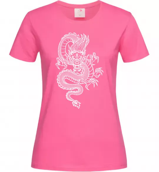 Женская футболка Китайський дракон Ярко-розовый фото