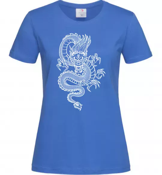 Женская футболка Китайський дракон Ярко-синий фото