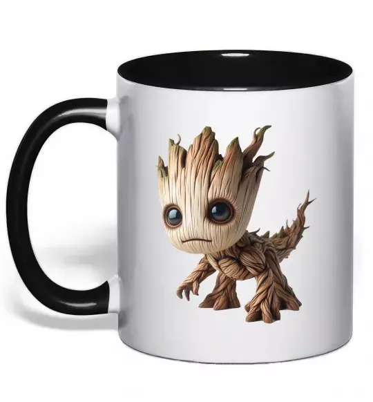 Чашка с цветной ручкой Малюк Грут Черный фото